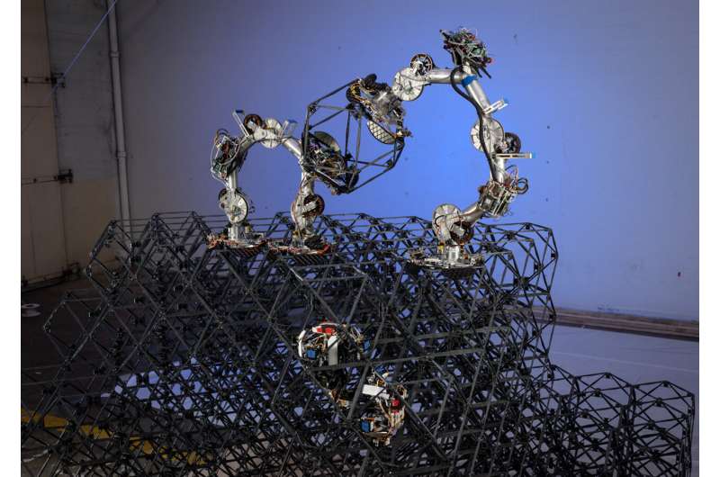 Robots that can autonomously build structures out of lattice blocks